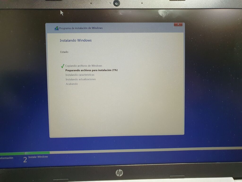 instalando los archivos de sistema operativo